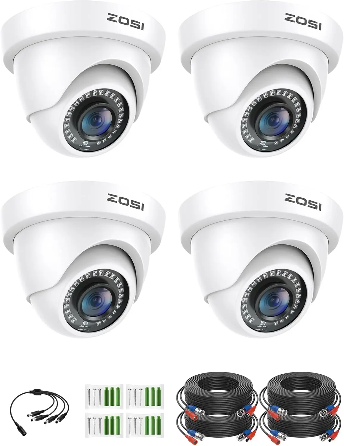 

4Pack 2.0MP HD 1080P Security Camera Kit, 80ft Night Vision, Indoor Outdoor CCTV Dome for HD-TVI DVR