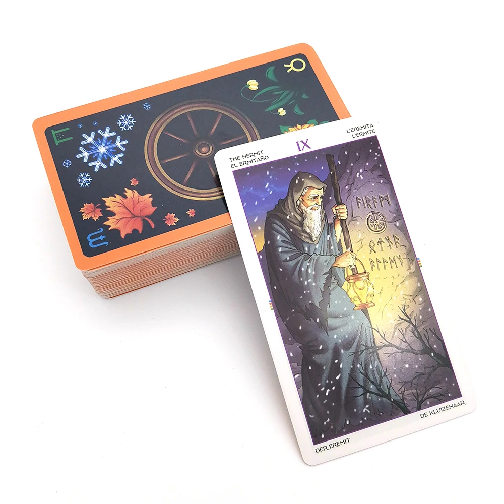 Spanisch Französisch Deutsch Englisch Edition Zuneigung Wahrsagerei Oracle Fate Spiel Rad des Jahres Tarotkarten für Anfänger Deck