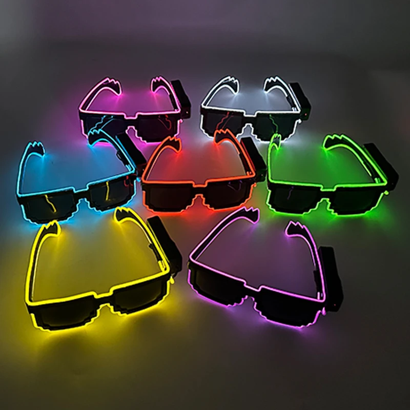 

Wireless Led Mosaic Glasses Fluorescent Light Bars Party Concert Masquerade Christmas Ball Eyeglasses Neon Light Funny Glasses