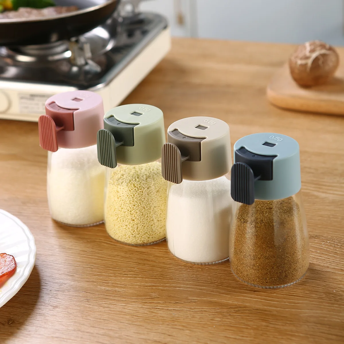 

Salt Control Bottle Home Kitchen Sugar Bowl Push Type Seasoning Dispenser Pepper Shaker Spice Salt Sugar Bottle Kitchen Gadget