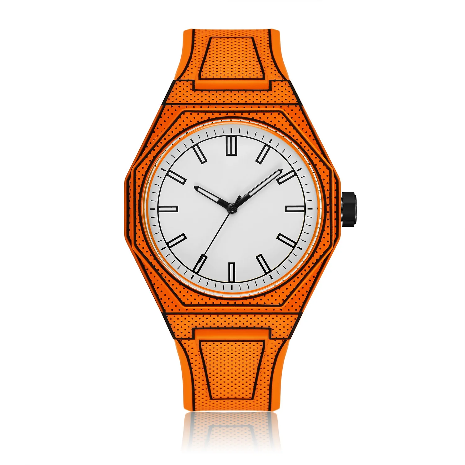 New Men\'s Watches Orange Blue Quartz Watch for Man Creativity 3D Style Wristwatch Male Date Week Leisure