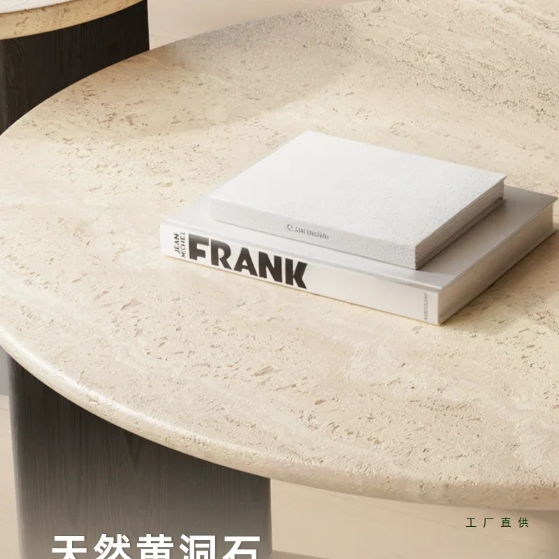 طاولة قهوة من الحجر الجيري الطبيعي النقي لغرفة المعيشة طاولة قهوة رخامية من الخشب الصلب في العصور الوسطى #4