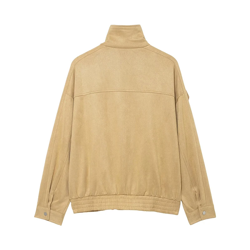 Willshela, moda para mujer, chaquetas lisas con cremallera frontal, Vintage, cuello alto, mangas largas, abrigos elegantes para mujer, trajes