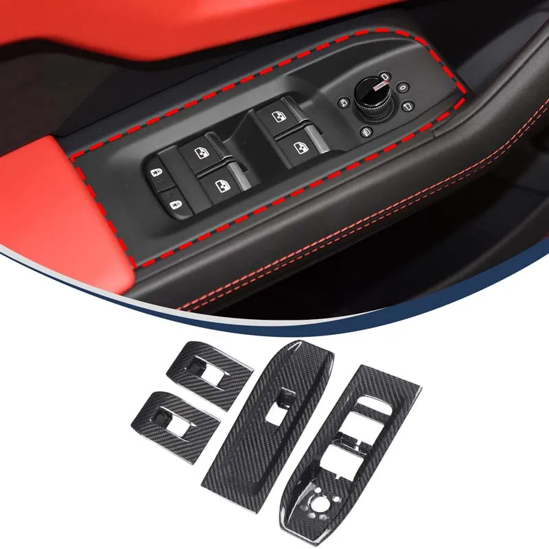 

For Lamborghini URUS 2018-2021 Real carbon fiber Car Window Glass Lifting Button Decorative frame Car Interior Accessories