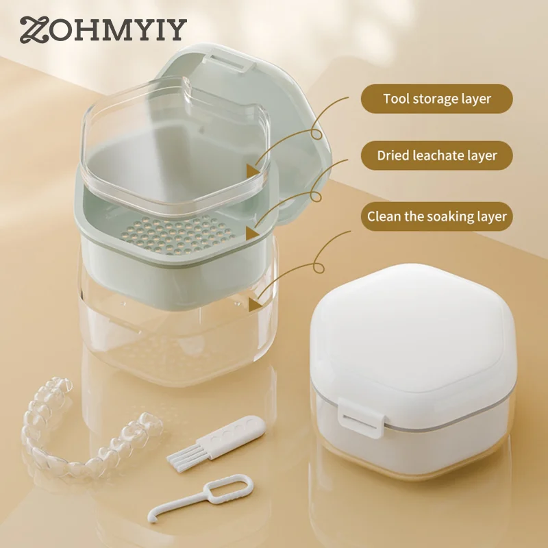 

1Pcs Orthodontic Retainer Braces Storage Soaking Box Invisible Teeth Denture Cleaning Tooth Storage Container Sealed Case