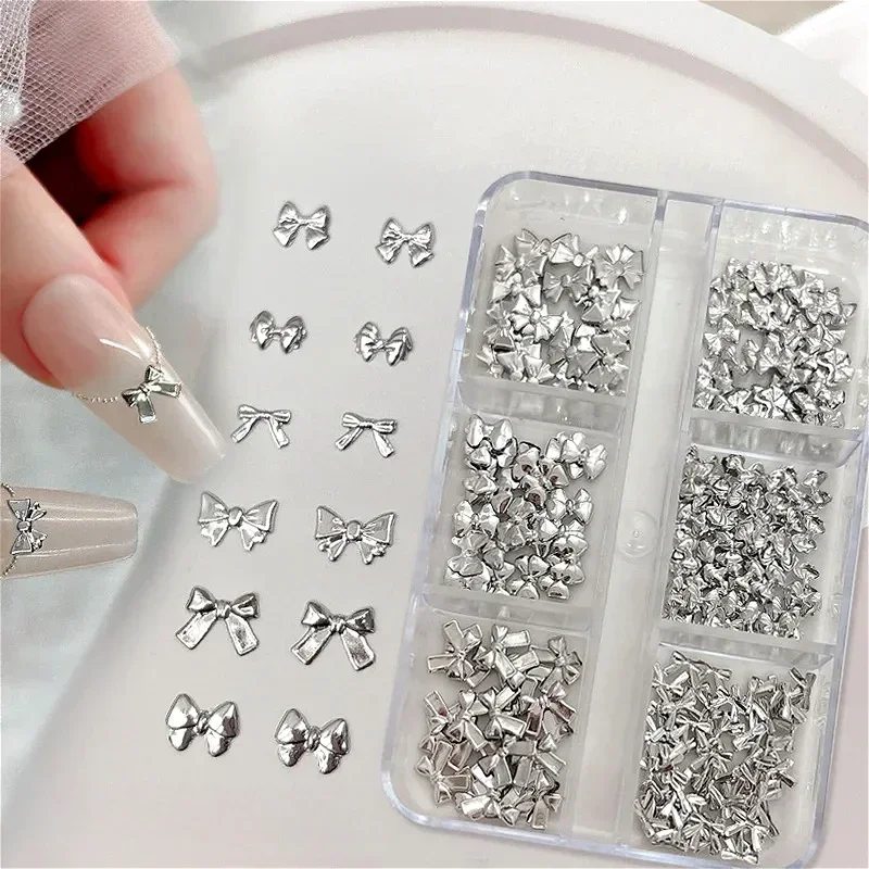 Simpatico fiocco in metallo in lega oro argento papillon set stella nastro colorato perline perla trapano decorazioni per nail art accessori per manicure