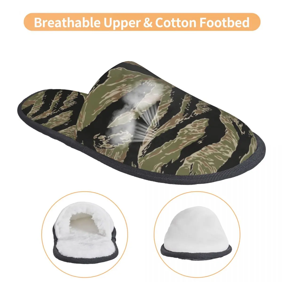 Custom Tiger Stripe Camo House Slippers Soft Warm Military Tactical Camouflage Memory Foam Fluffy Slipper Indoor Outdoor Shoes