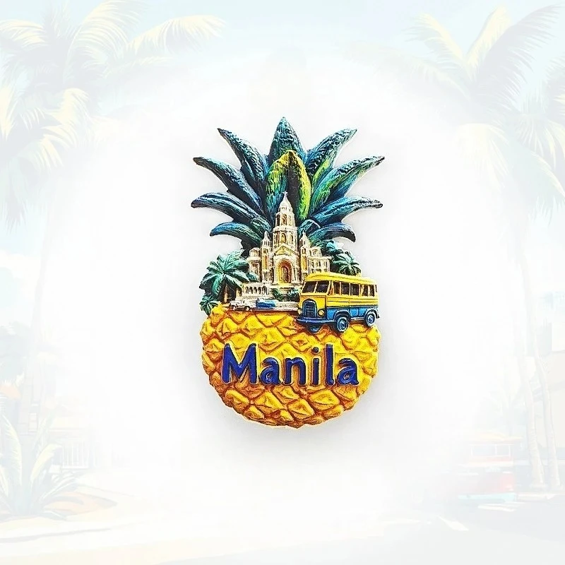 Imán para nevera con piña de Manila, recuerdo de frutas tropicales 3D, decoración artesanal filipina, regalo único asiático con imán fuerte