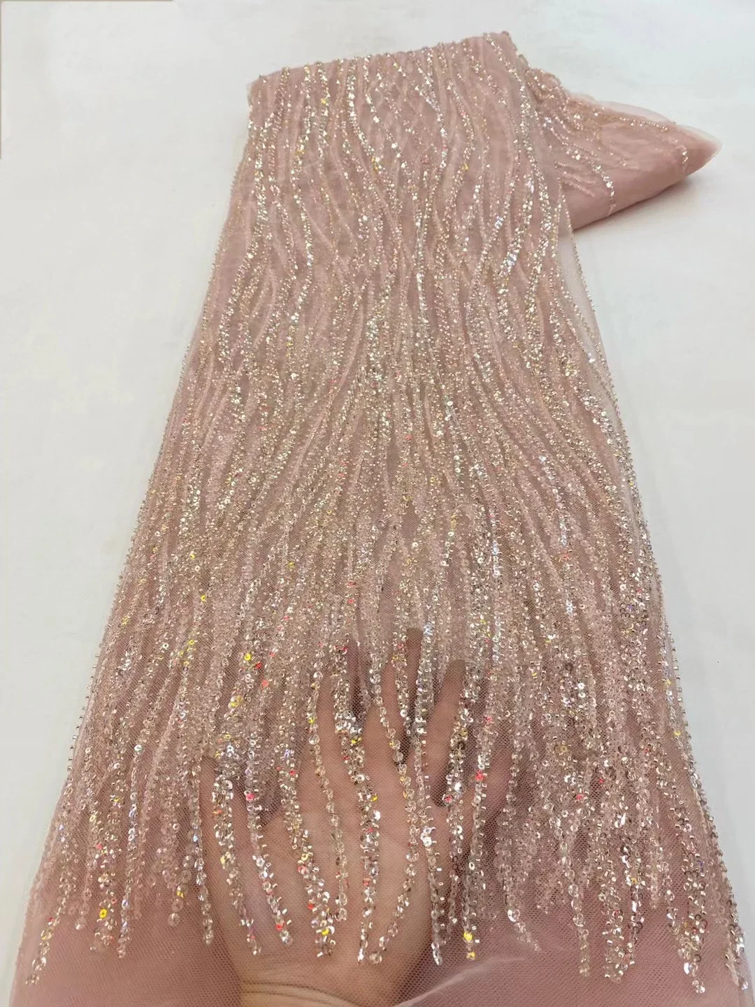 

New French tulle lace fabric, African lace fabric, sequins, beaded embroidery, groom, Nigerian wedding dress, party sewing