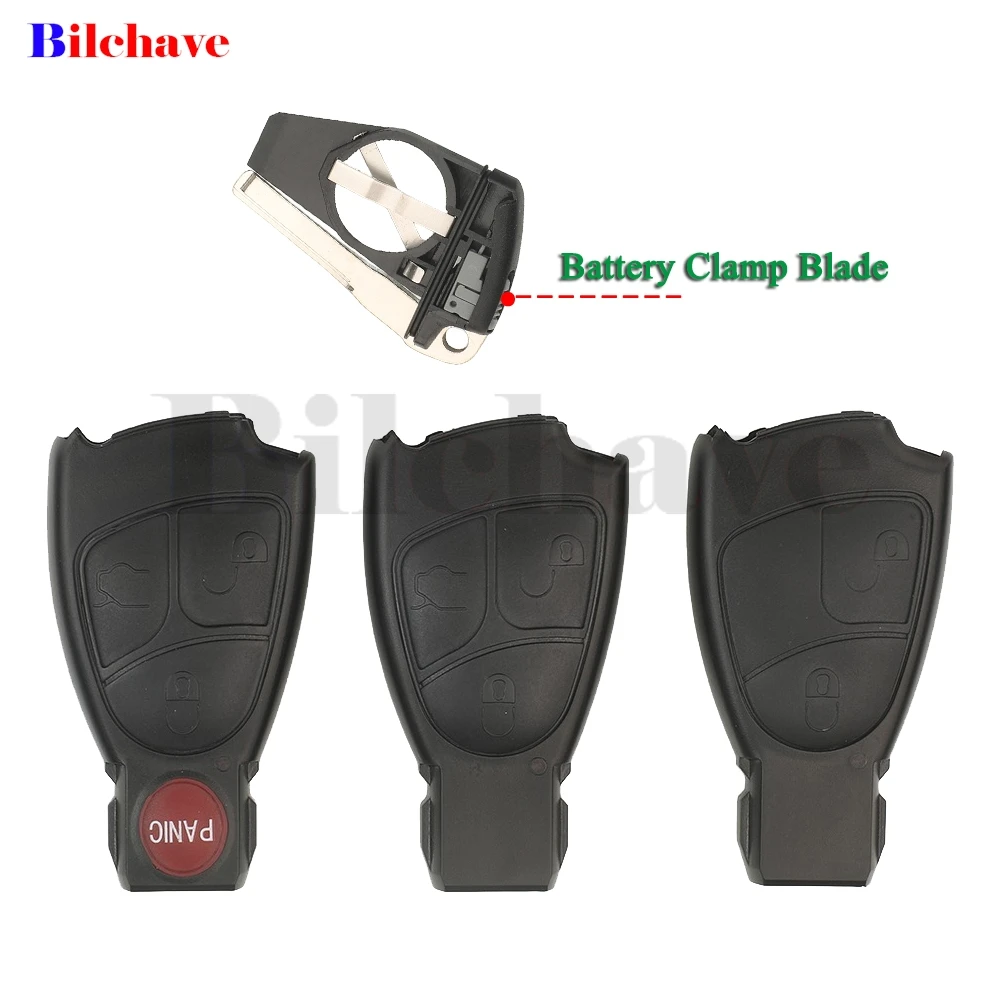 

jingyuqin Smart Car Remote Key Case Fob Shell 2/3/4 Buttons For Mercedes Benz MB C E ML S SL SLK CLK AMG + Battery Clamp Blade