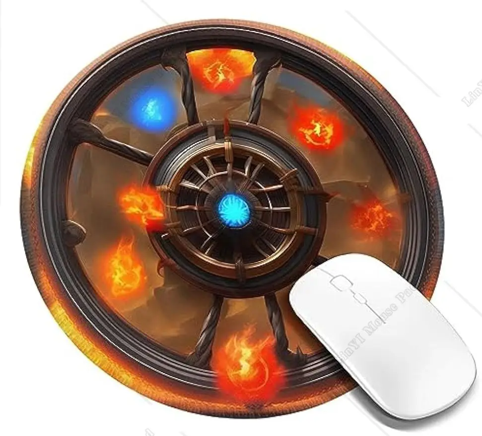 Flaming Flywheel Mousepad Non-Slip Rubber Base Sewed Edge Gaming Mouse Pad Mousepad for Laptop Office Work Computer Home Gift