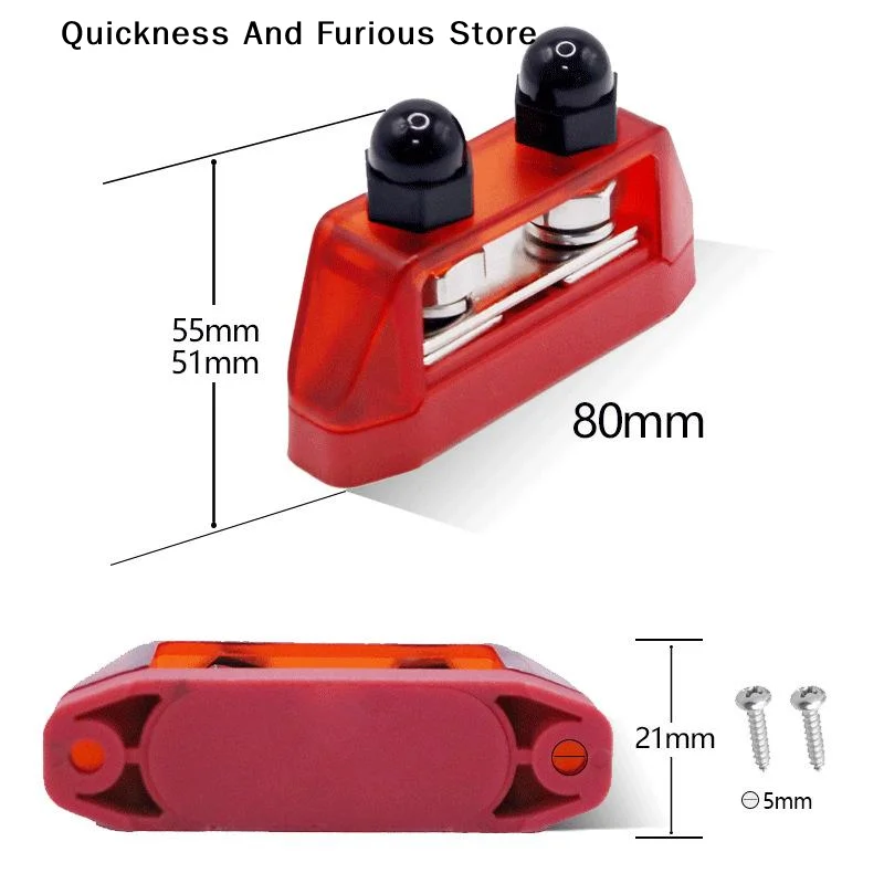 【MO】M8 M10 200A Power Busbar Distribution Panel DC Dual-Stud Battery Terminal Connector Universal For Automotive & Marine