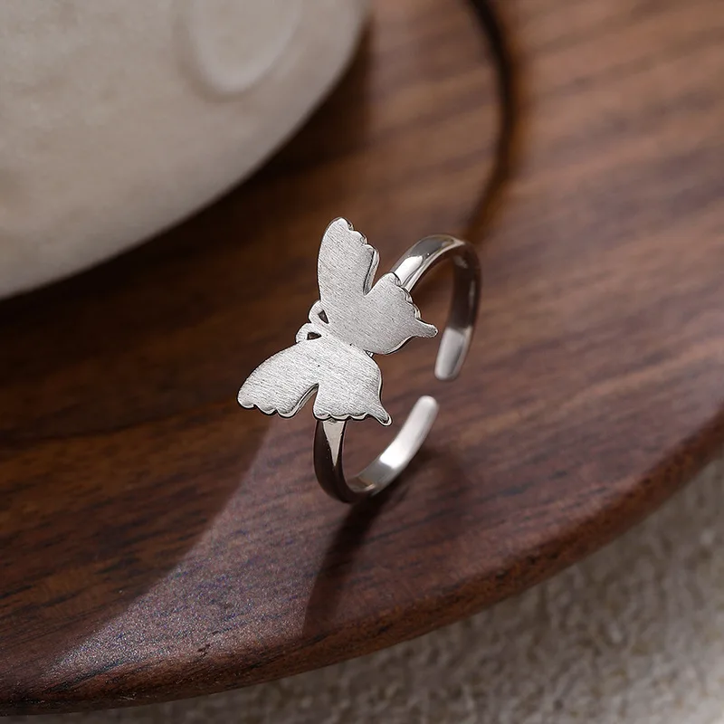 Original Designer Elegant Large Butterfly Ring Korean Simple Finger Rings for Women Marriage Engagement Jewelry