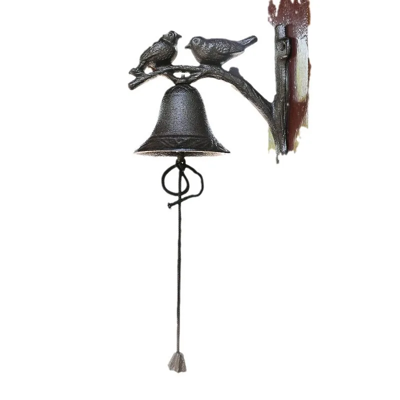 

Simple light luxury cast iron couple bird doorbell pendant wind chime homestay home balcony outdoor courtyard pendant bell