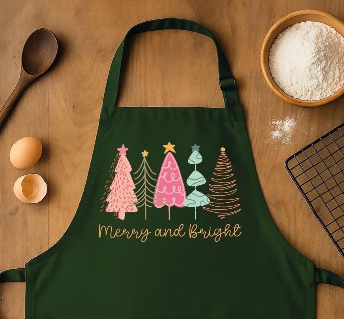 Canvas Christmas Tree Apron Festive Holiday Dinner Party Cooking Baking Accessory Christmas Kitchen Wear Home Decor Gift