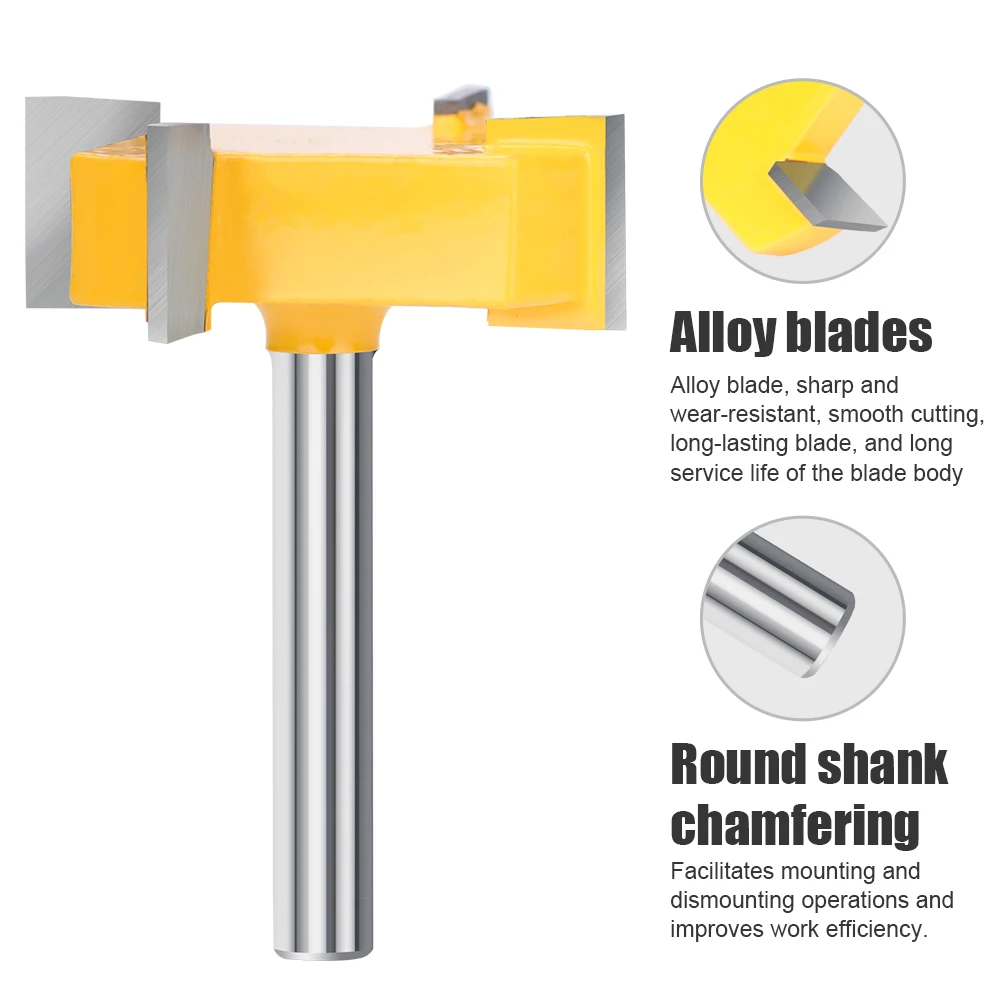 XCAN 1pc 4-Edge T-Type Slotting Cutter 6mm Shank Carbide Router Bit Woodworking Milling Cutter For Wood Face Mill