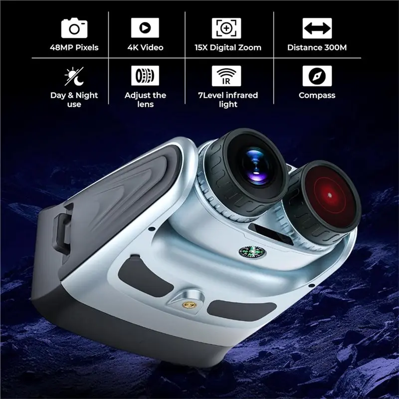 

[НОВИНКА! ABKG] Очки ночного видения 4K со встроенным компасом, 4,0-дюймовым IPS-экраном, 48-мегапиксельным биноклем с 8-кратным цифровым зумом, ИК-подсветкой до 1000 футов.