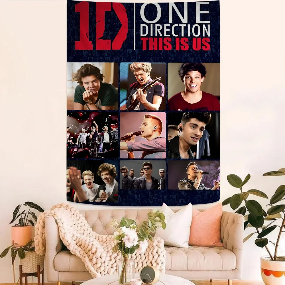 O-one Band Directions Music DIY Wall Tapestry Hippie Flower Wall Carpets Dorm Decor Wall Art Decor