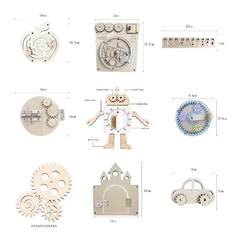 아기 액세서리 비지 보드 DIY 부품 몬테소리 나무 장난감, 감각 활동 잠금 스위치, 어린이 선물 교육 게임