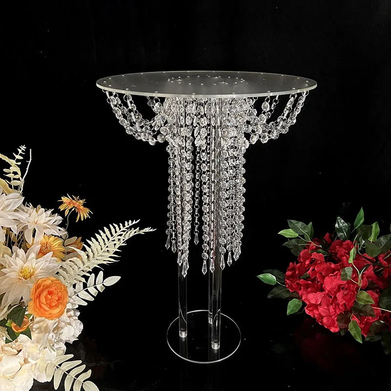 60cm Tall Acrylic Wedding Table Centerpiece Acrylic Flower Stand Romantic Road lead Decoration Transparent Cake Tray