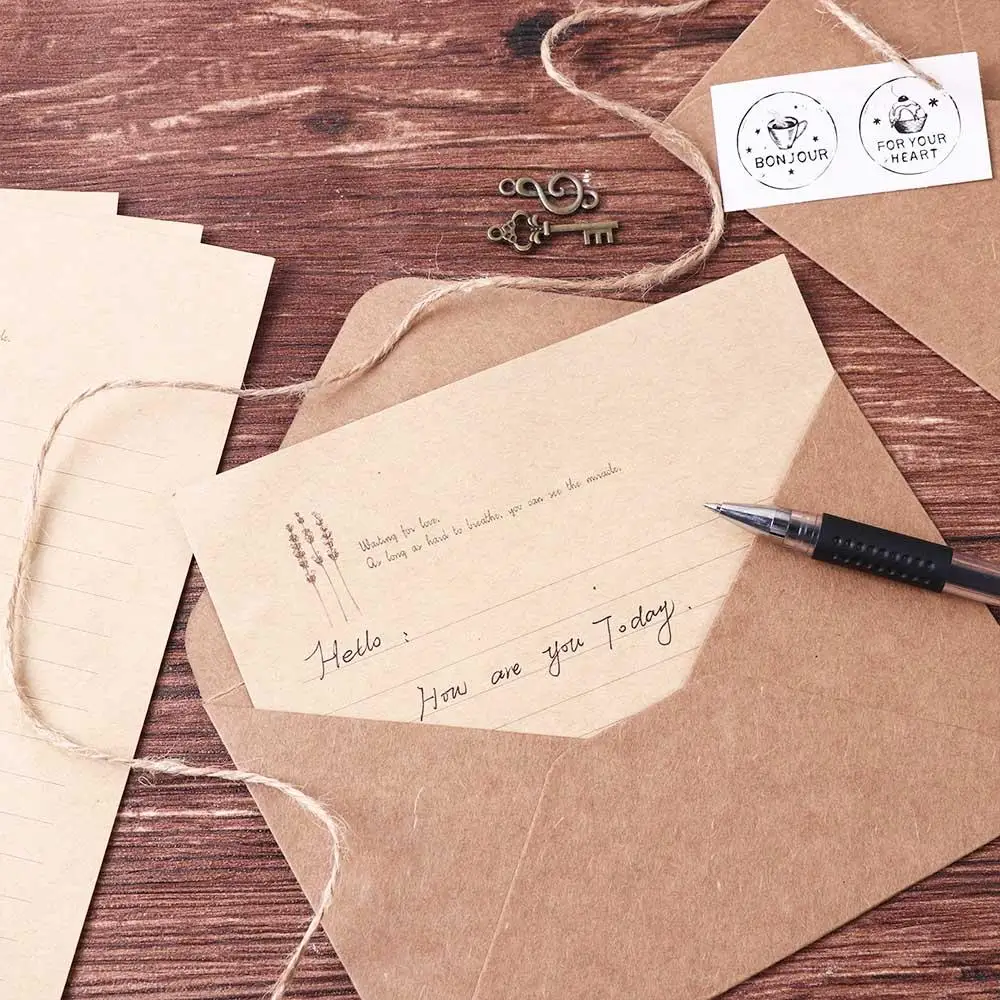 Vintage Mailers Set European Style Letter Supplies Kraft Paper Envelope Writing Paper Envelopes Letter Paper Letter Pad