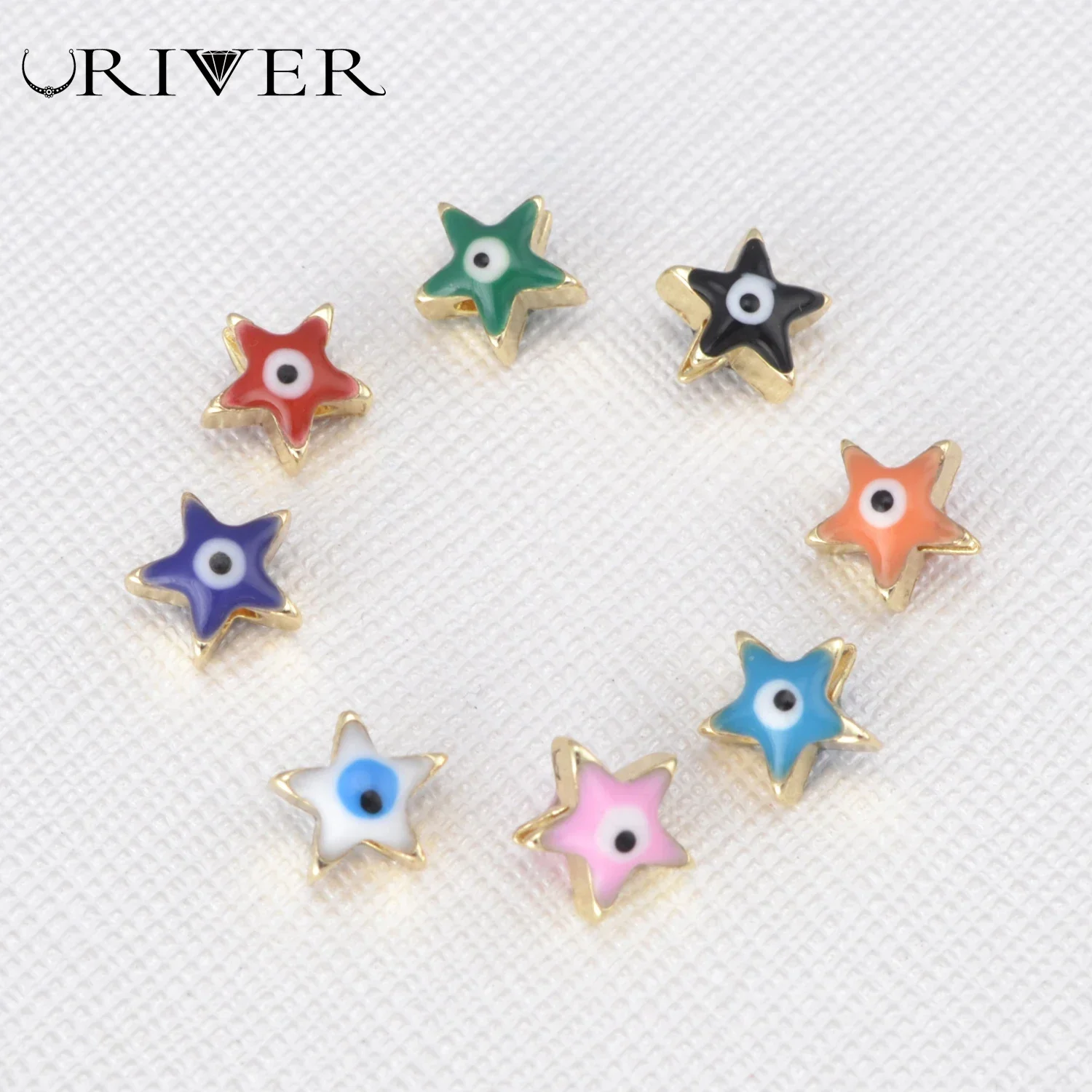 10 Pcs Multicolor Beads for Jewelry Making Colorful Pretty Accessories Star Heart Flower Spacer Bead DIY Bracelet Necklace Charm