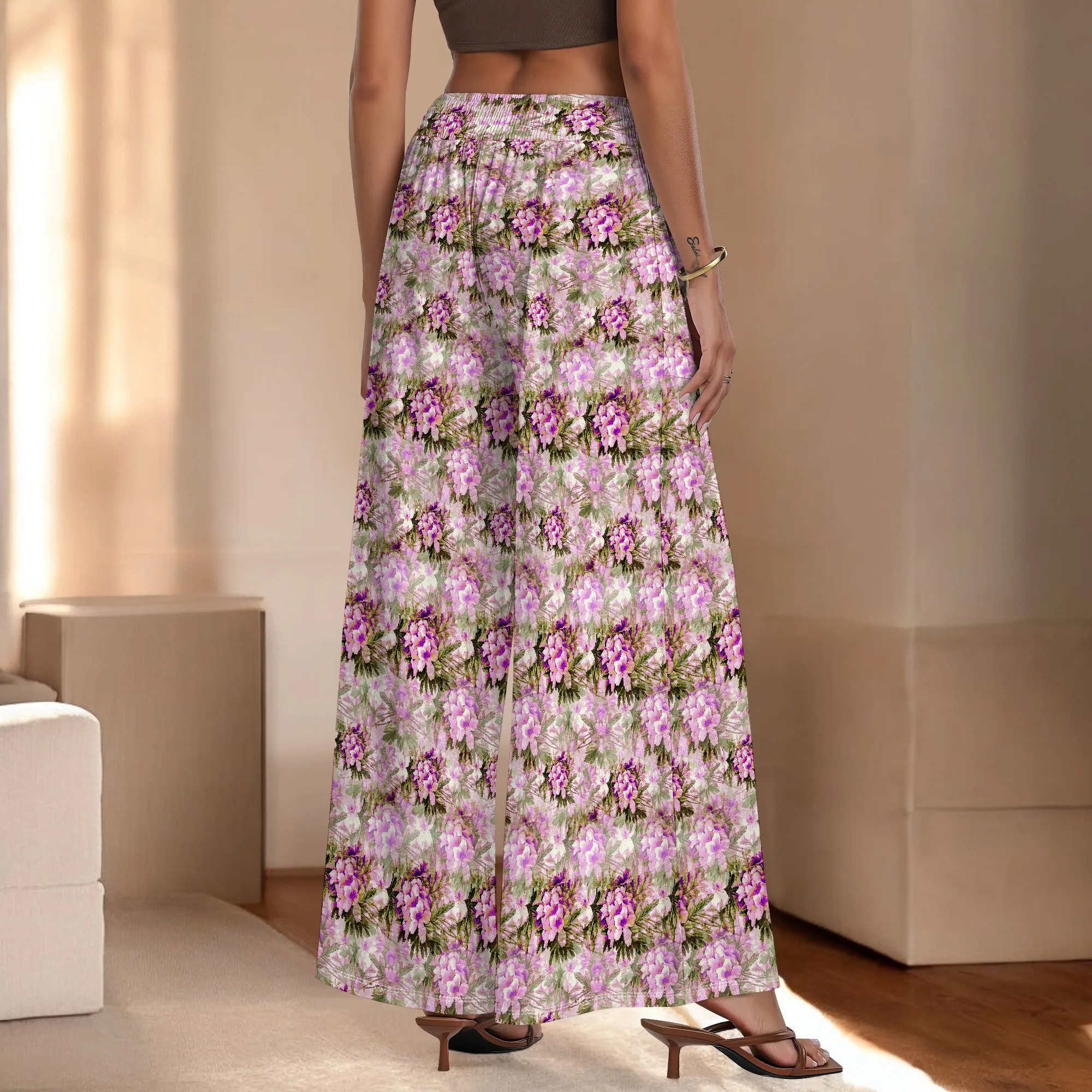 Women's Wide Leg Pants with Pockets Floral Pattern for All Seasons Casual Comfort  Market Outdoor Picnic