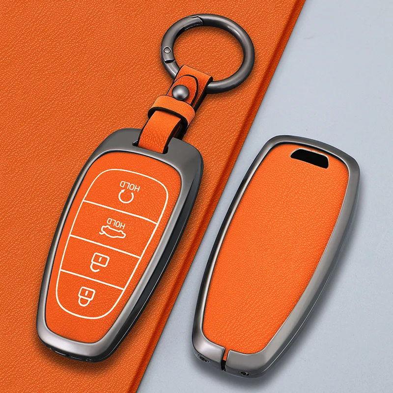 

4 5 6 7 8 Buttons Metal Car Key Case Cover For Hyundai Santa Fe Tucson 2022 NEXO NX4 Ioniq 5 Atos Prime Solaris 2021 Accessorie