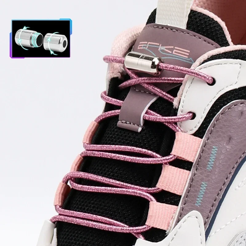 No Tie Shoe laces Round Shoelaces without ties Colorful Elastic Laces Sneakers Kids Adult Quick Shoelace for Shoes 1Pair