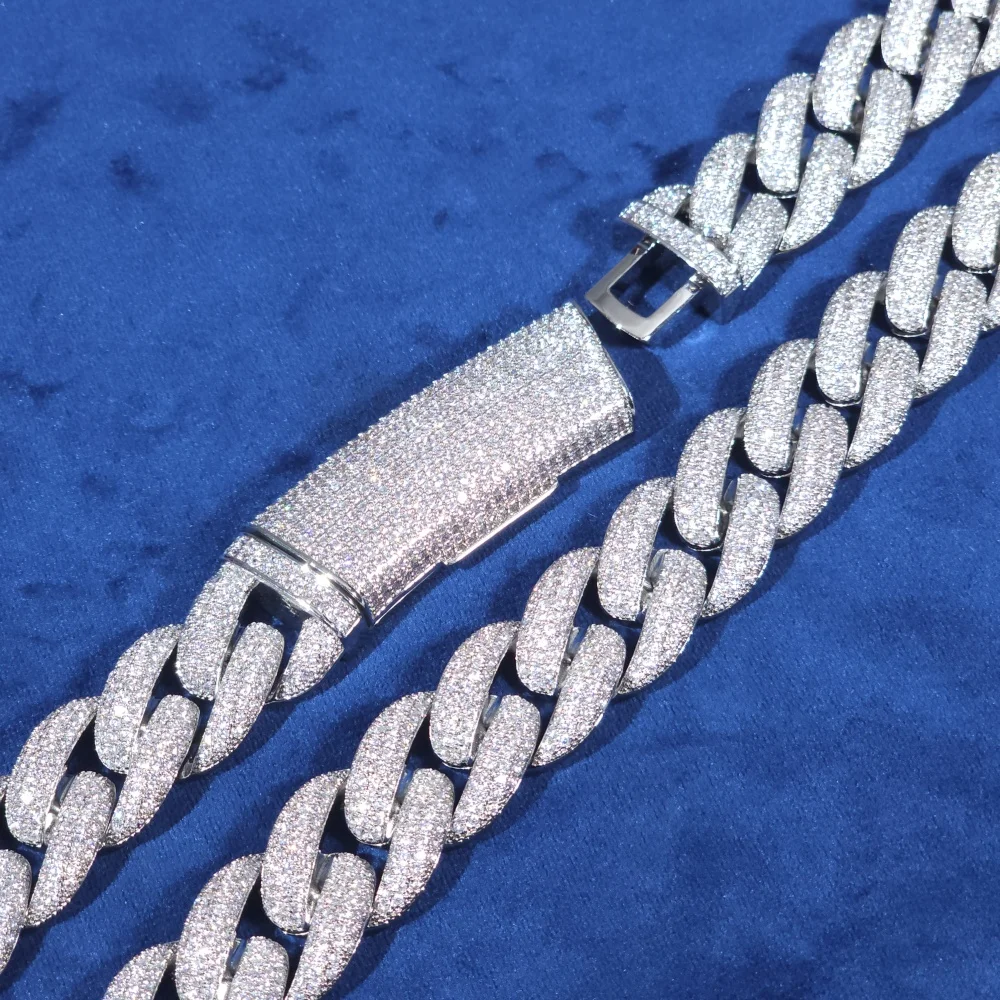 

ICECHARMI 20MM Miami Cuban Chain Iced Out Cubic Zirconia Bling Link Chains Sparkling Choker Necklace For Men Hiphop Jewelry