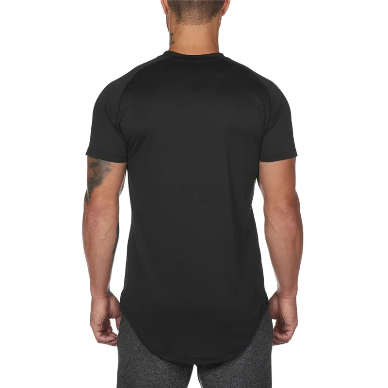 Plain Summer Cool Mesh Quick Dry Short Sleeve Shirt Gym Fitness Muscle Slim Fit Tops Mens Bodybuilding Sport Breathable T-shirt