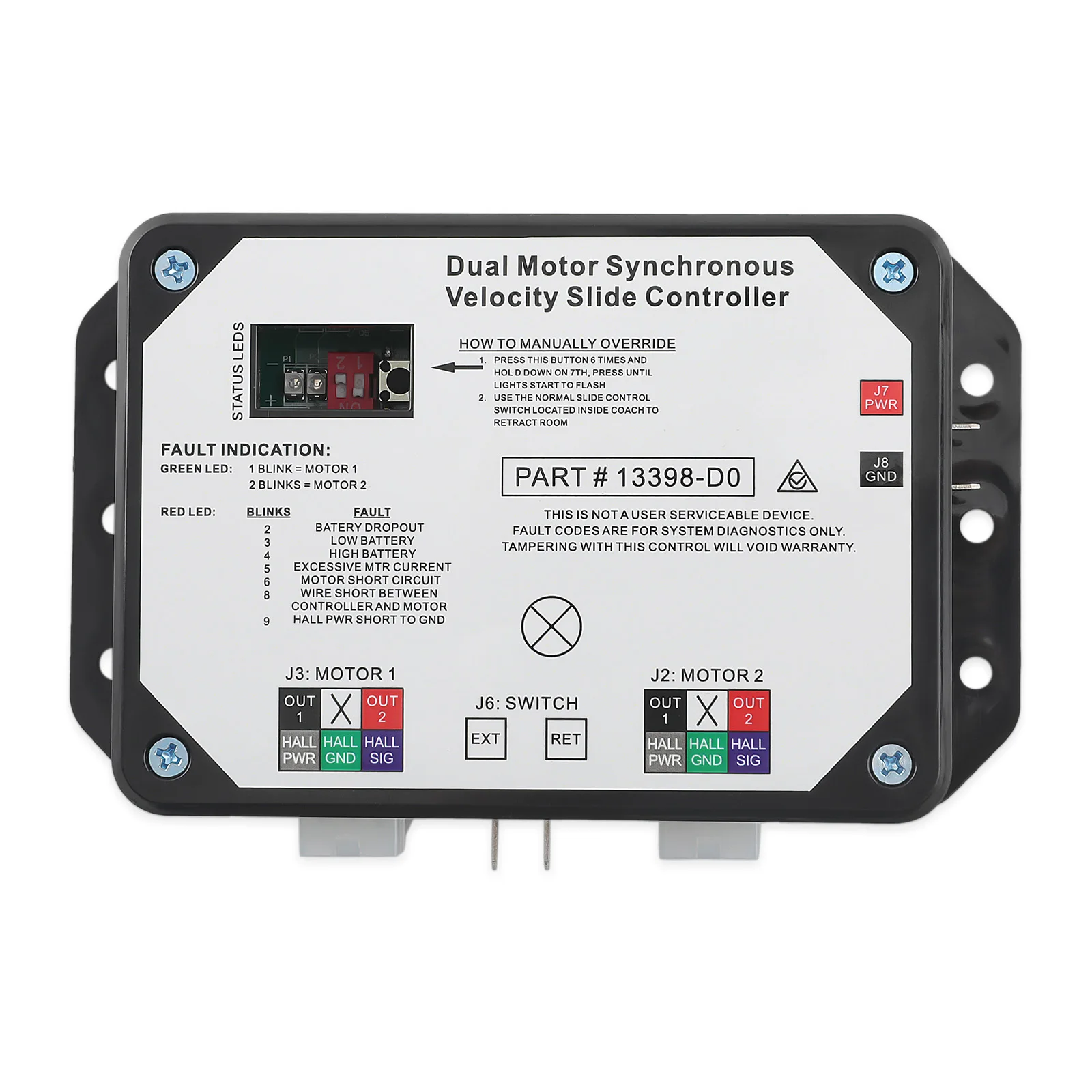 

Двухмоторный контроллер синхронного управления скоростью для выдвижных систем Lippert In-Wall Slide-Out 13398D0