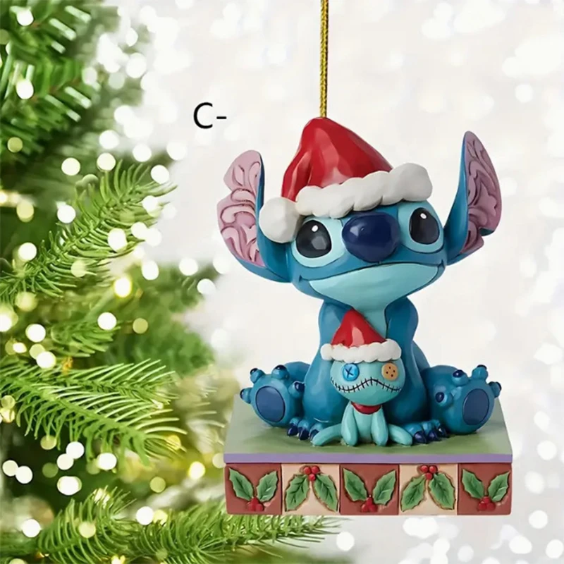 New Disney Anime Stitch Figure Christmas Tree Ornaments Pendant Doll Hanging Decor Christmas Home Party Supplies kids Gift