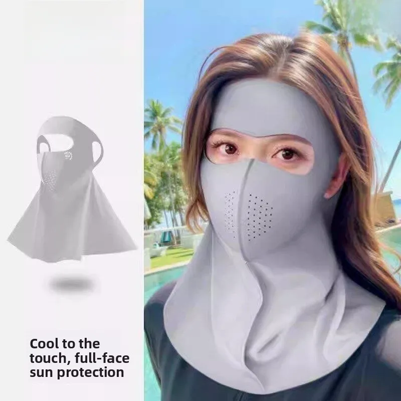 

Integrated Ice Silk Medical Beauty Face Shield Neck Protection UV Protection Full Face Sunscreen Mask for Outdoor Activities