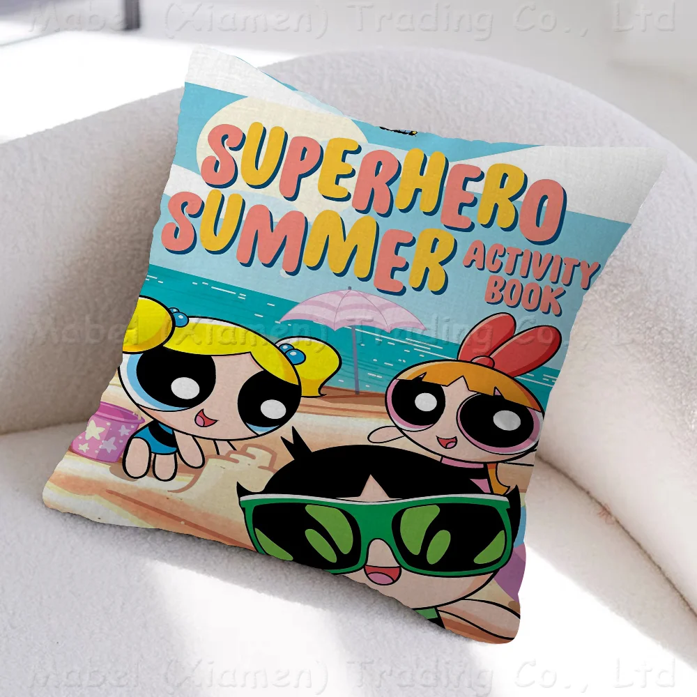 The-P-Powerpuffs Cartoon Girls Pillowcase Toon Gift Cushion Cover Bedroom Home Sofa Chair Seat Decor Pillow Case