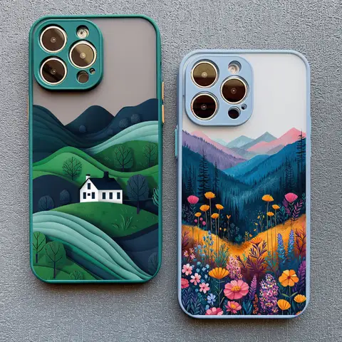 Mountain Forest Village Phone Case For iPhone 13 12 Mini Pro Max 17 16 15 11 14 Pro Max Plus XR X XS Shockproof Back Covers