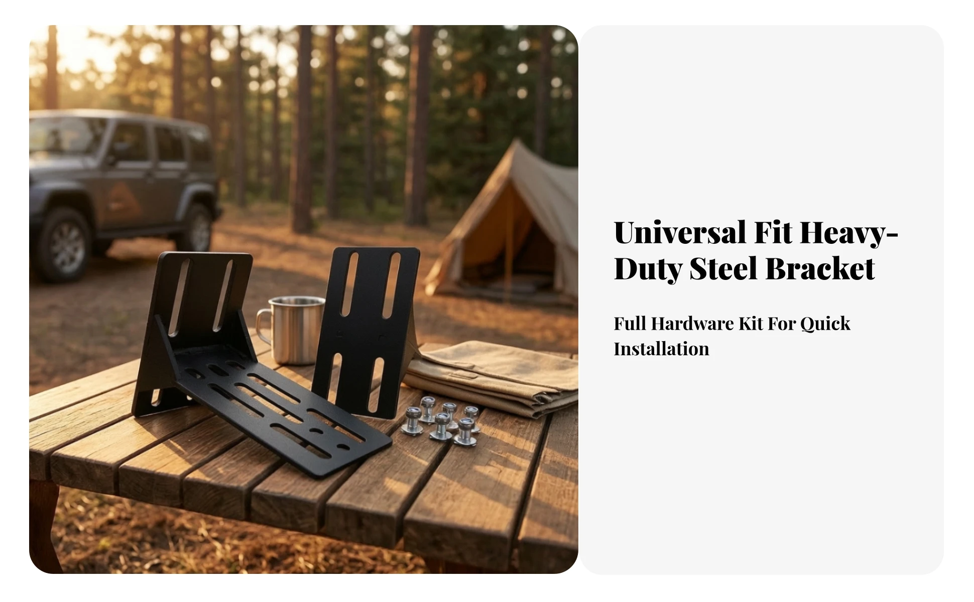 2 Pieces Vehicle Side Awning Mounting Bracket Sturdy Adjustable Roof Rack Awning Bracket Secure Stable for Overlanders