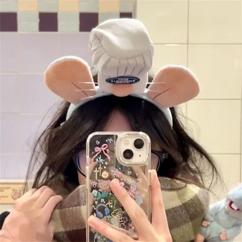 Disney ratatouille hairband kawaii dos desenhos animados bonito boneca de pelúcia bandana de aba larga hairpin foto cocar criatividade presente da menina