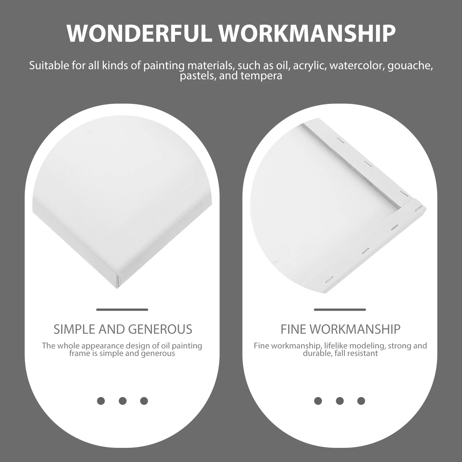 2 قطعة إطار فارغ محمول نقالة لتقوم بها بنفسك قماش فني لإطار اللوحة الفارغة الزيتية الاكريليك المائية مستلزمات الطلاب #1