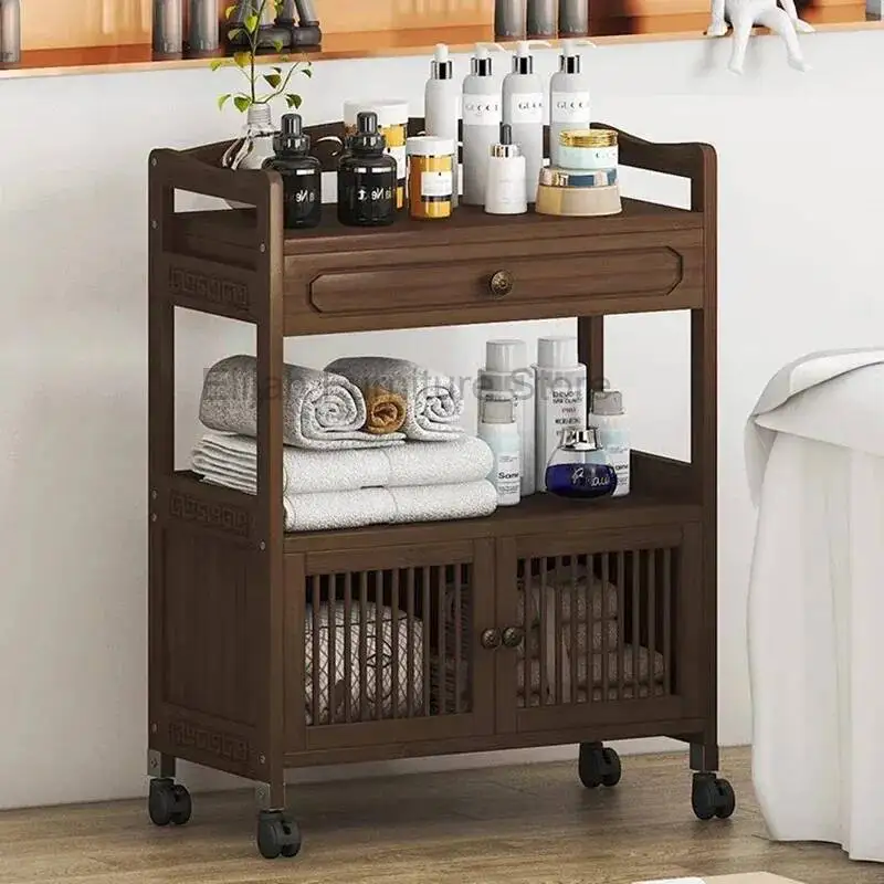 Specialized Trolley Beauty Stroller Storage Rack Tool Cart For Three-layer Hair And Nail Salon Storage Cabinet Salon Furniture