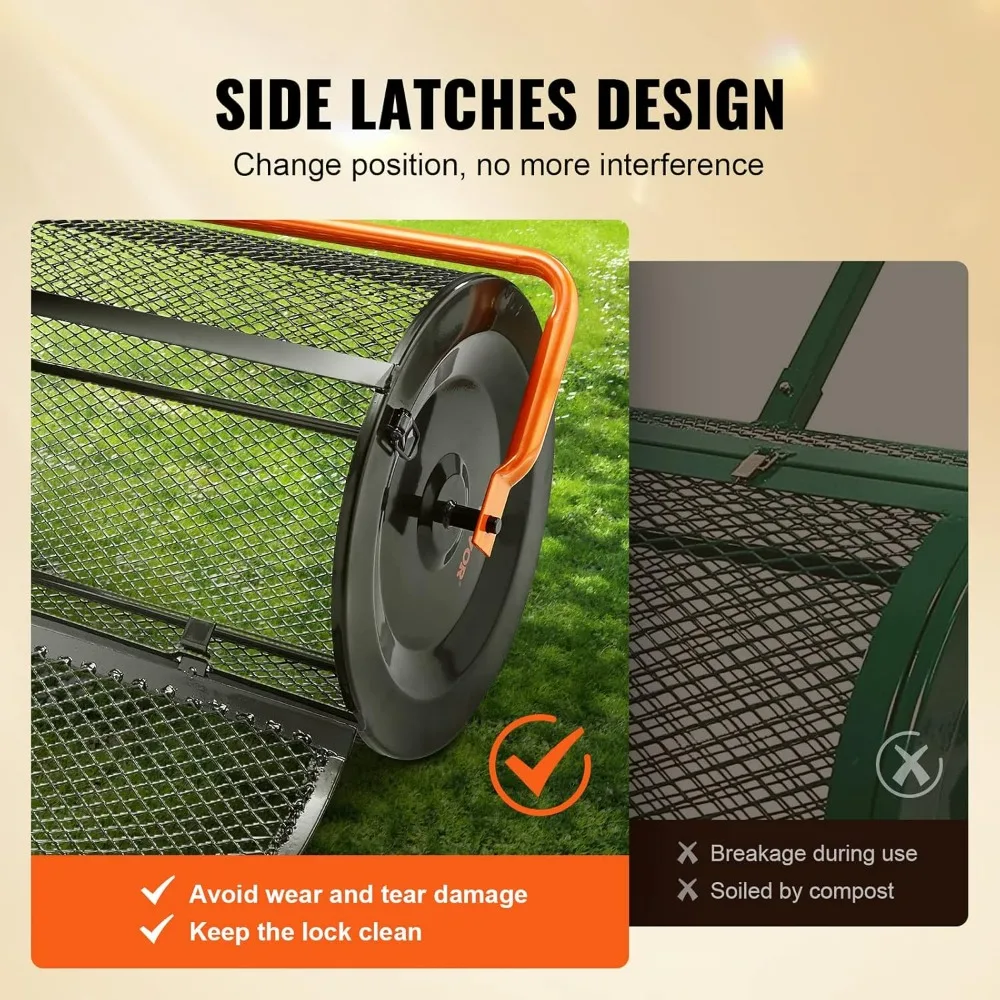 مفرشة سماد بارتفاع قابل للتعديل مع عرض 24 بوصة ومزالج جانبية لاستخدام الحديقة والحديقة