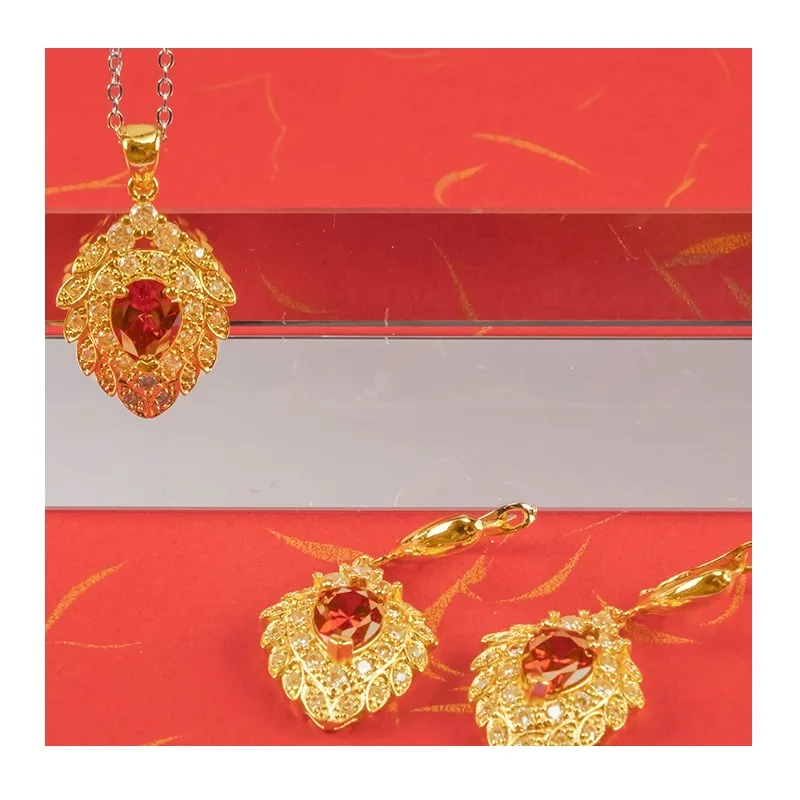 

Jewelry Necklace Earrings Set Pendant Shiny Women's Jewelry Personality Delicate Premium Bridal Accessories