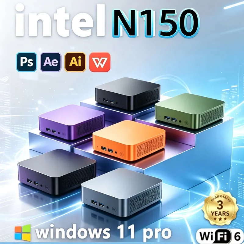 2026 Mini PC Intel N150 Portable Desktop Gaming PC 16GB RAM 1TB/2TB SSD WiFi 6 BT5.2 4K HD Business Office Computer for Gamers