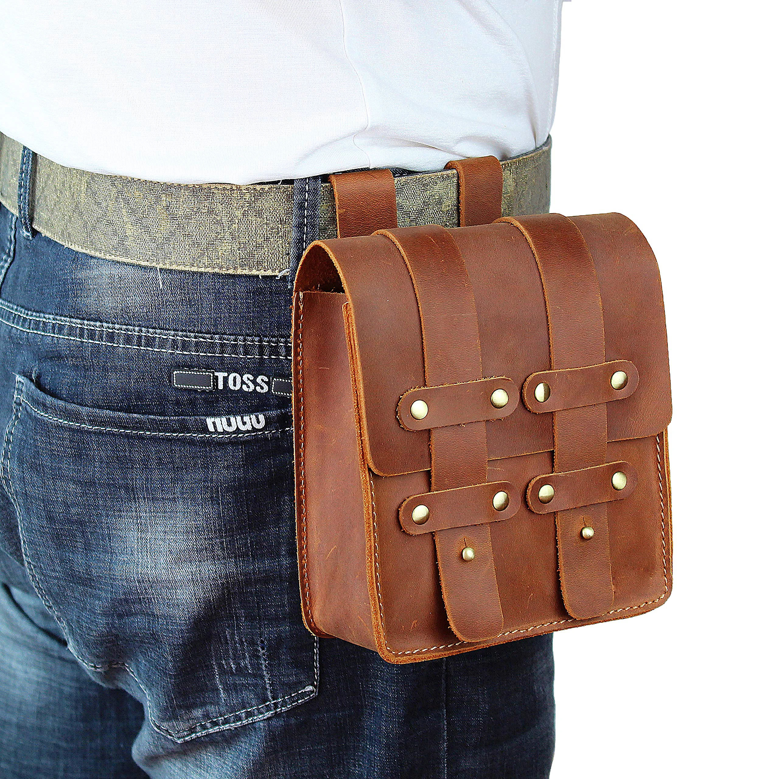 

Fanny Waist Bag Men Genuine Leather Belt Bum Leg Hip Packs for Men Mini Multi Phone Box Wallet and Purse Outdoor Coin Card Pouch