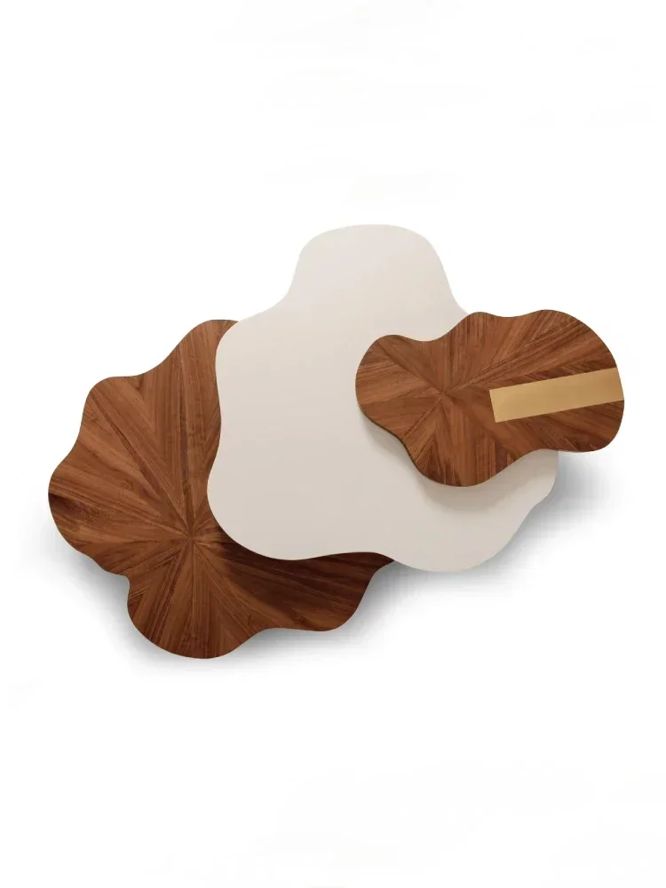 

Nordic Art Light Luxury Petals round Walnut Irregular Coffee Table Small Table Creative