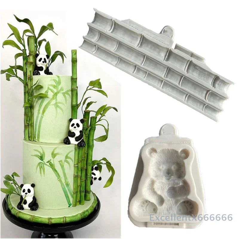 

Silicone Mold Decoration FBamboo Panda shape Fondant Cake Chocolate Candy Molds Pastry Biscuits Mould DIY For Party Clay Mold
