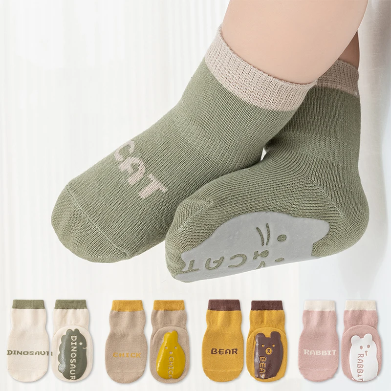 

Cartoon Baby Floor Socks Anti-Slip Newborn First Walkers Spring Autumn Toddler Mid Tube Sock 0-3Year Boy Girl Kids Cotton Socks
