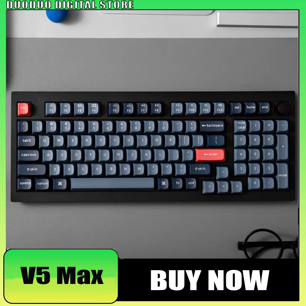 

Keychron V5 Max QMK/VIA Support Wireless Bluetooth Mechanical Keyboard Hot Swap RGB Backlight Gateron Switch PBT Keycaps Gifts