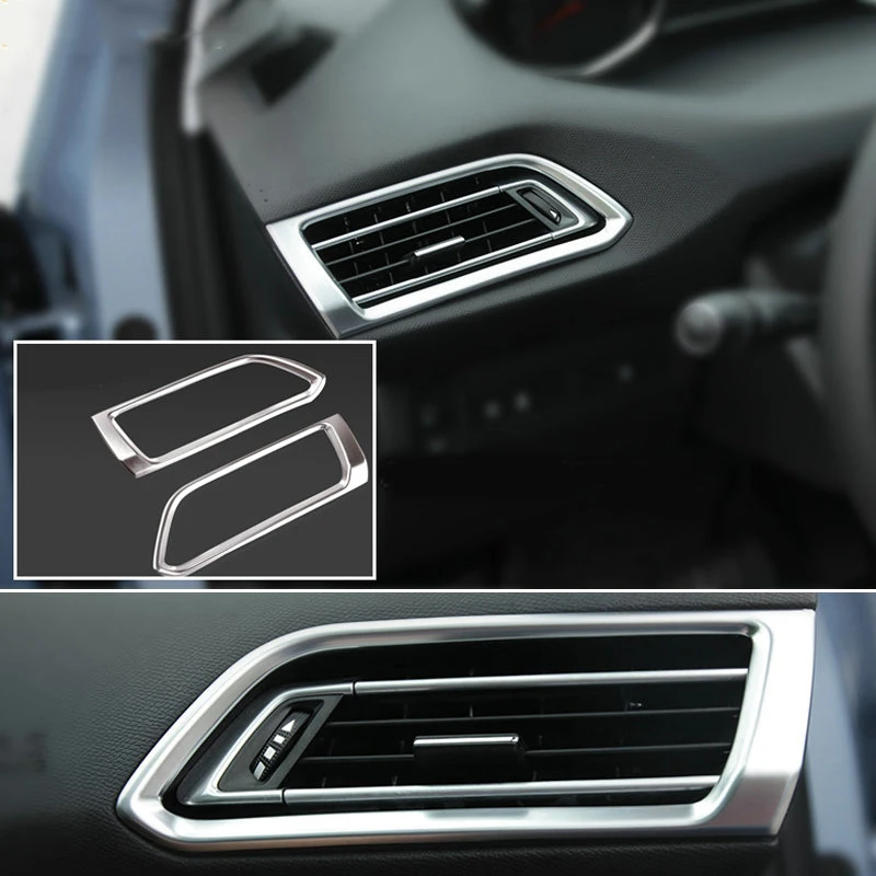 Air-Conditioning Outlet Cover ABS Chrome Plate Trim Car Accessories For Peugeot 308 T9 2015 2016 2017 SW