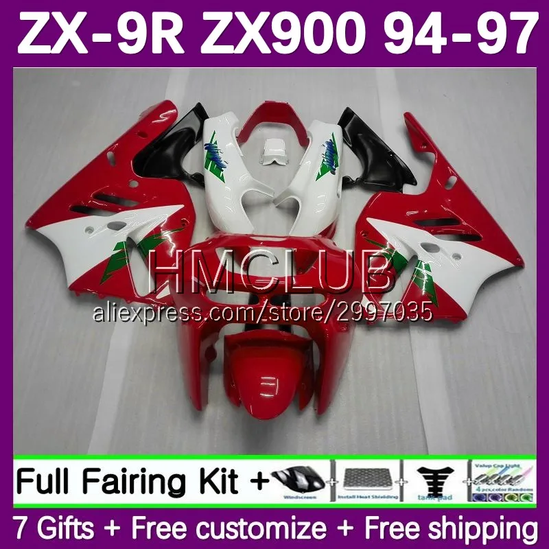 Fairing For KAWASAKI NINJA ZX 9R 900 CC 9 R ZX9R 94 95 96 97 106No.137 red white ZX900C ZX900 ZX-9R 1994 1995 1996 1997 Bodys